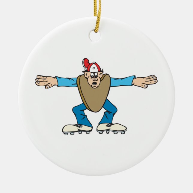 cartoon ump umpire calling SAFE Ceramic Ornament (Front)