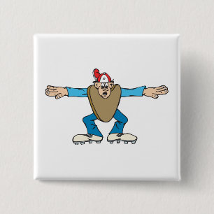 cartoon ump umpire calling SAFE Pinback Button