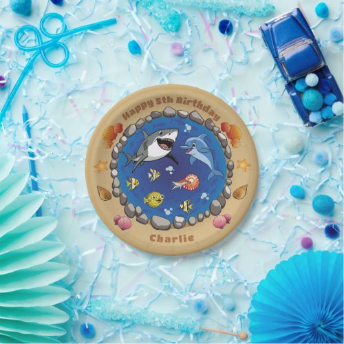 Cartoon Under the Sea Animals Party Paper Plate