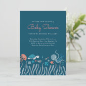 Cartoon Under The Sea Ocean Critters Baby Shower Invitation (Standing Front)
