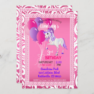 Cartoon Unicorn Birthday Invitation