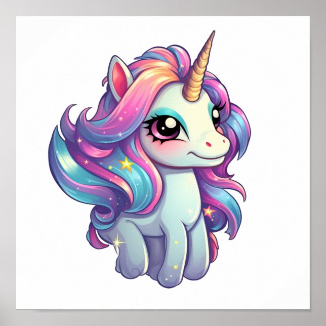Cartoon unicorn illustration poster (Front)