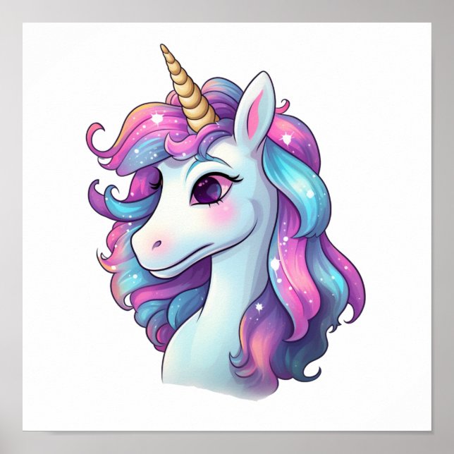 Cartoon unicorn illustration poster (Front)