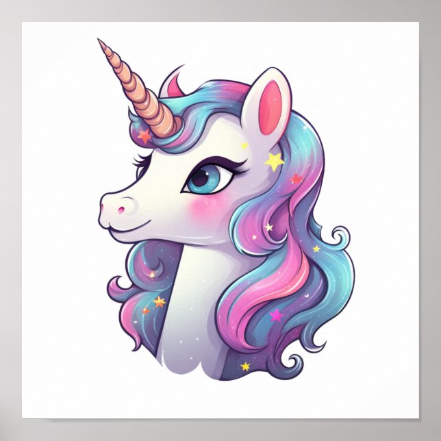 Cartoon unicorn illustration poster (Front)