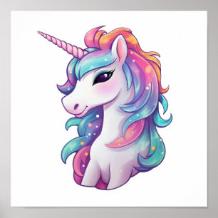 Cartoon unicorn illustration poster