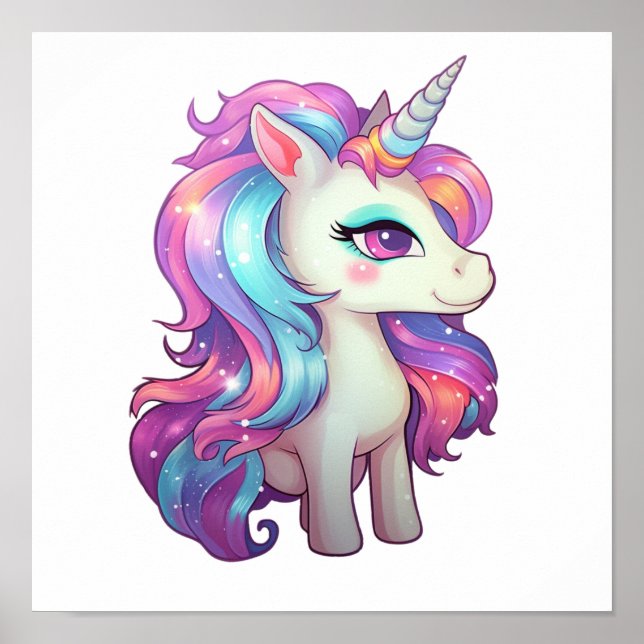 Cartoon unicorn illustration poster (Front)