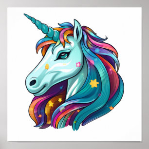 Cartoon unicorn illustration poster