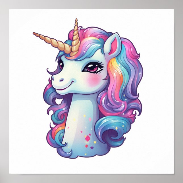 Cartoon unicorn illustration poster (Front)