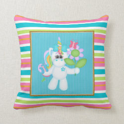 Cartoon Unicorn kids room throw pillow
