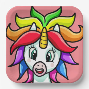 Cartoon Unicorn Paper Plates