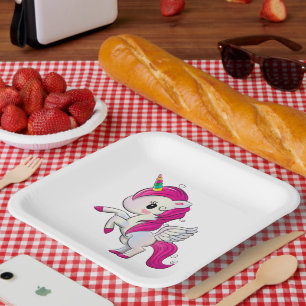 Cartoon Unicorn Paper Plates