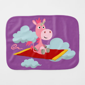 Cartoon Unicorn's Magic Carpet Ride Burp Cloth