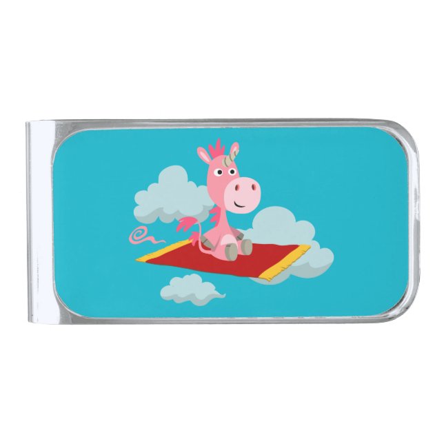 Cartoon Unicorn's Magic Carpet Ride Money Clip (Front)