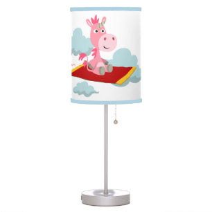 Cartoon Unicorn's Magic Carpet Ride Table Lamp