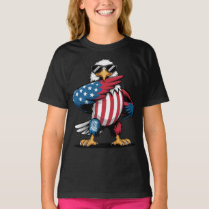 Cartoon USA Bald Eagle Born To Fly Free 4th July T-Shirt