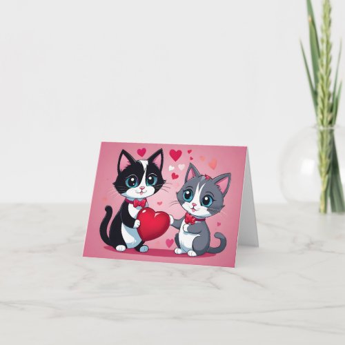 Cartoon Valentines Day Kitten Card