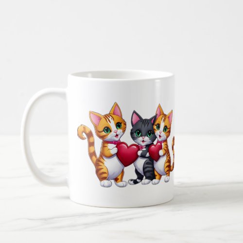 Cartoon Valentines Day Kitten Coffee Mug