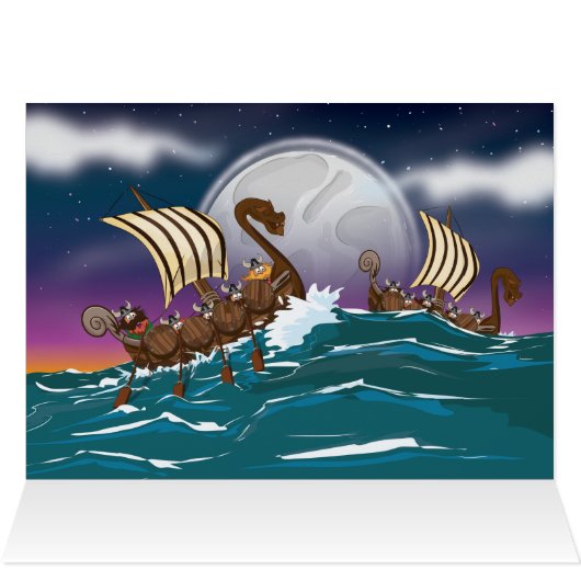 Cartoon Viking invasion fleet (Inside Horizontal (Top))
