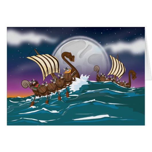 Cartoon Viking invasion fleet (Front Horizontal)
