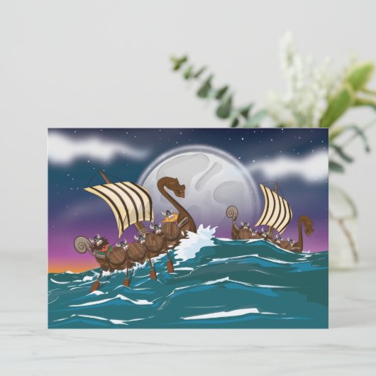 Cartoon Viking invasion fleet (Standing Front)