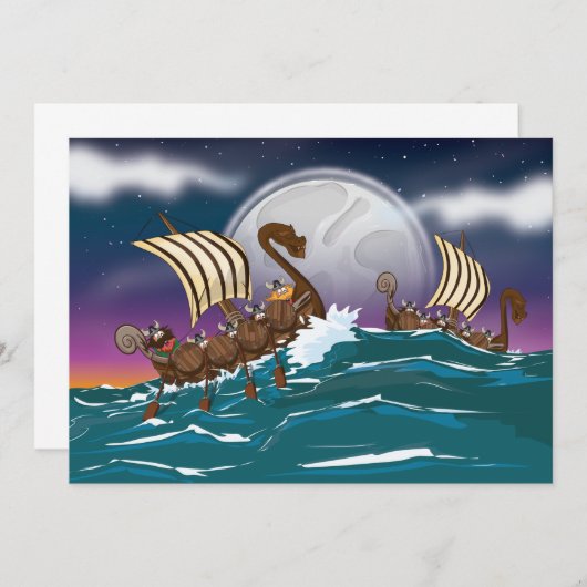 Cartoon Viking invasion fleet (Front/Back)