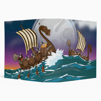 Cartoon Viking invasion fleet 3 Ring Binder