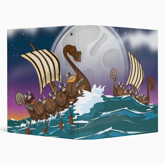 Cartoon Viking invasion fleet Binder (Background)