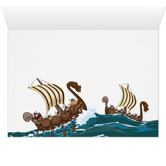 Cartoon Viking invasion fleet Cards (Inside Horizontal (Bottom))