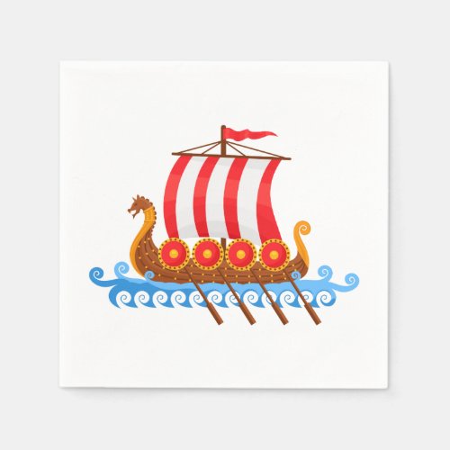 Cartoon Viking Ship Paper Napkins