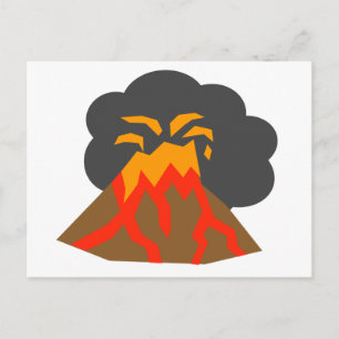 Cartoon Volcano Erupting Lava and Smoking Postcard