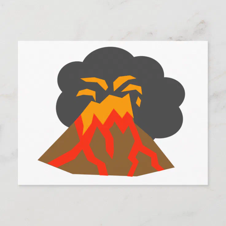Cartoon Volcano Erupting Lava and Smoking Postcard | Zazzle