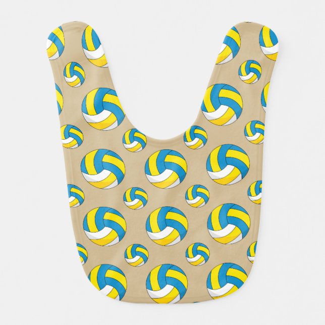 Cartoon Volleyball Ball Baby Bib (Front)