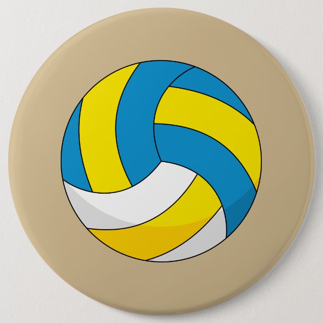 Cartoon Volleyball Ball Button (Front)