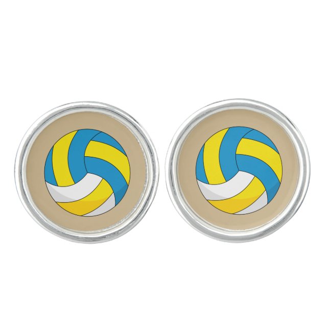 Cartoon Volleyball Ball Cufflinks (Front)