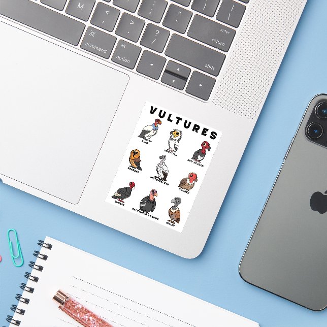 Cartoon Vultures of the Worlds Sticker (Laptop w/ iPhone)