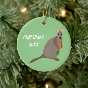 Cartoon Wallaby Custom Photo Ceramic Ornament