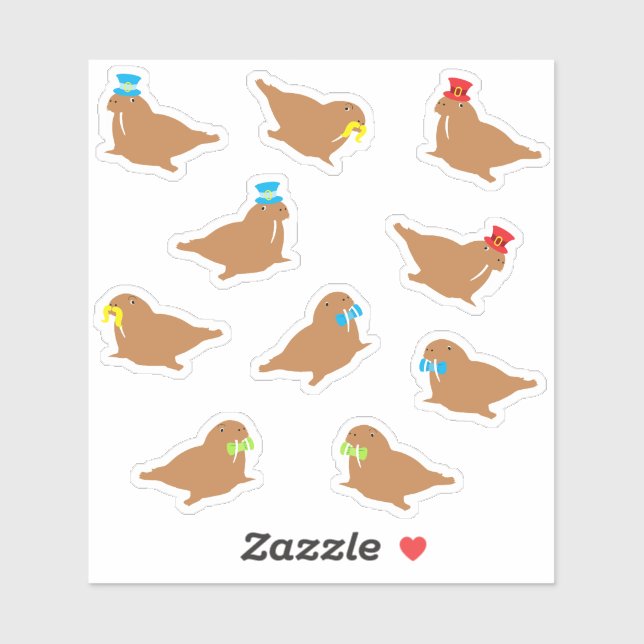 Cartoon Walrus  Sticker (Sheet)