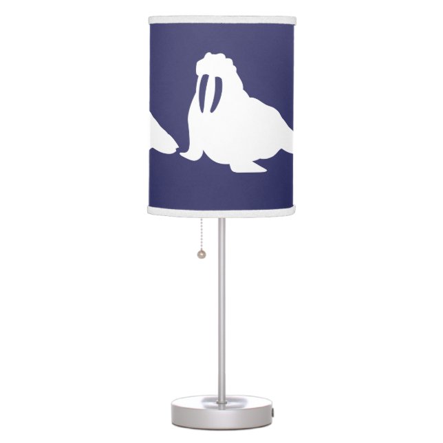 Cartoon WALRUS White on blue Table Lamp (Right)