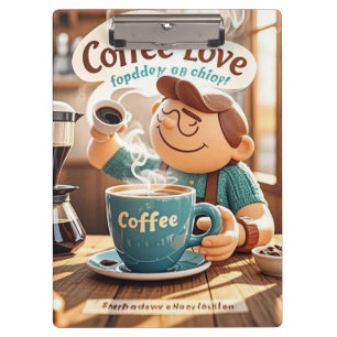 Cartoon warm cozy cafe coffee lover style clipboard
