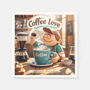 Cartoon warm cozy cafe coffee lover style napkins
