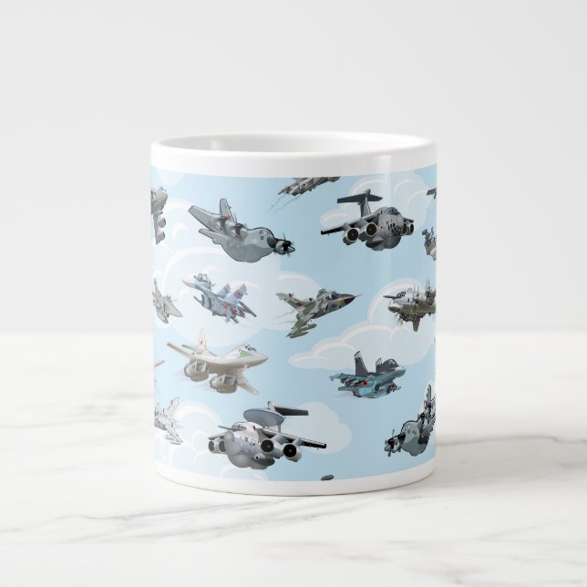 Cartoon warplanes pattern fabric giant coffee mug (Front)