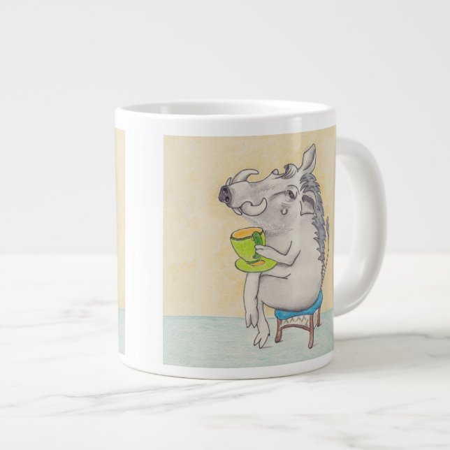 Cartoon Warthog mug. Giant Coffee Mug (Front Right)
