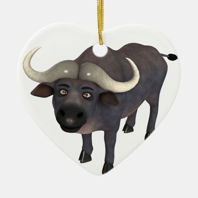 Cartoon Water Buffalo Ceramic Ornament (Front)