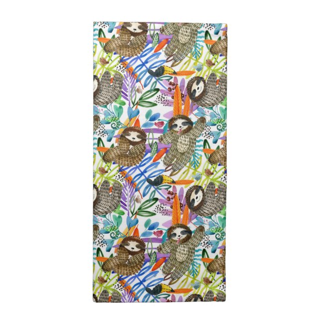 Cartoon Watercolor Sloth Pattern Cloth Napkin (Half Fold)