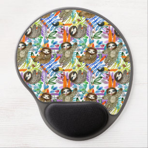 Cartoon Watercolor Sloth Pattern Gel Mouse Pad