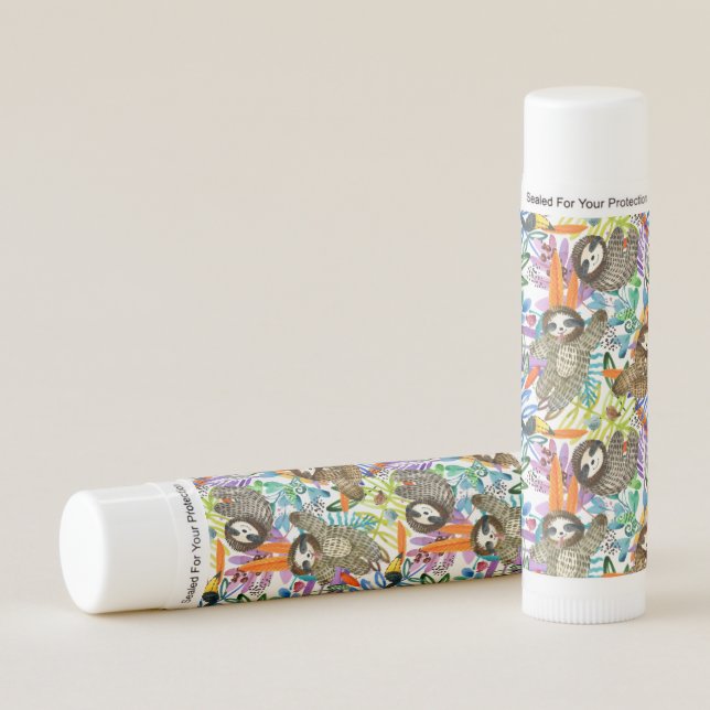 Cartoon Watercolor Sloth Pattern Lip Balm (Front)