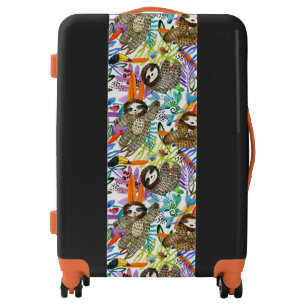 Cartoon Watercolor Sloth Pattern Luggage