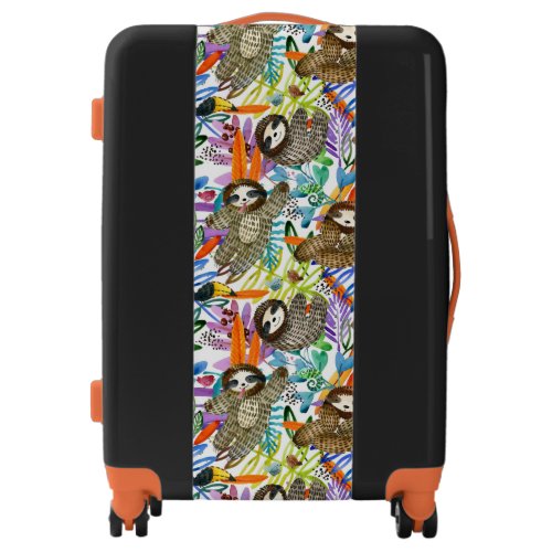 Cartoon Watercolor Sloth Pattern Luggage
