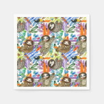 Cartoon Watercolor Sloth Pattern Napkins