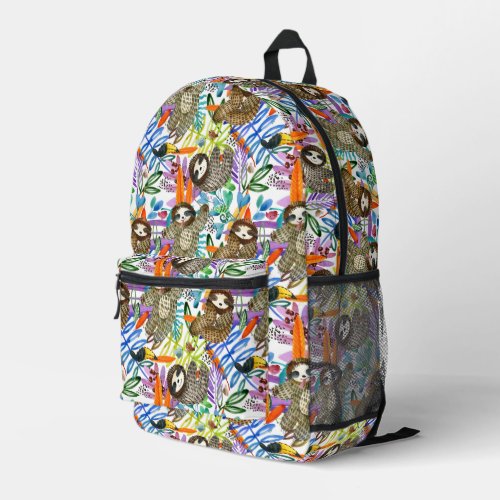 Cartoon Watercolor Sloth Pattern Printed Backpack